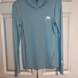Pelagic Women's Aquatek Hooded Long Sleeve Shirt Blue Size S UPF 50+